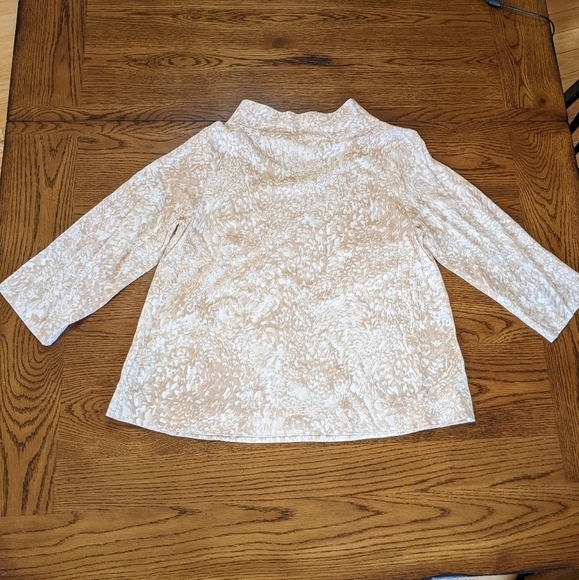 Soft Surroundings Adrienne tan/cream print mock neck - Picture 4 of 7